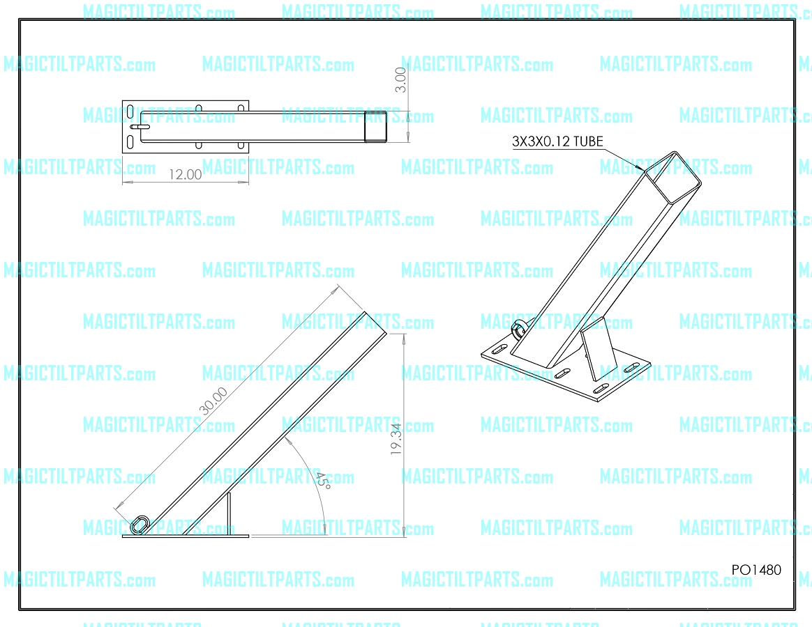 (image for) PO1480 ~ WINCH POST 3" x 3" x 30" STEEP HEAVY-DUTY