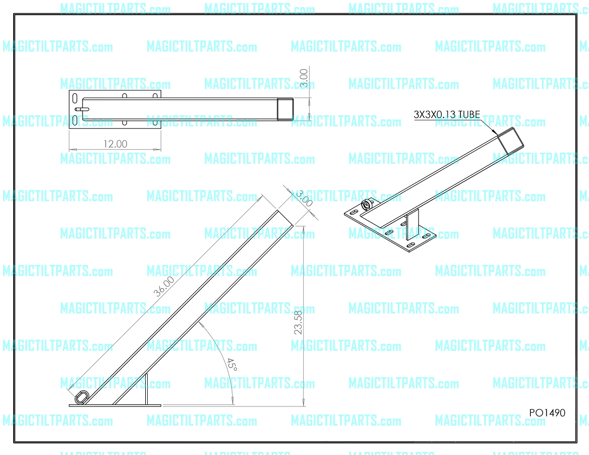 (image for) PO1490 ~ WINCH POST 3" x 3" x 36" STEEP HEAVY-DUTY